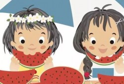 头像女孩吃瓜卡通,趣味横生演绎夏日炎炎